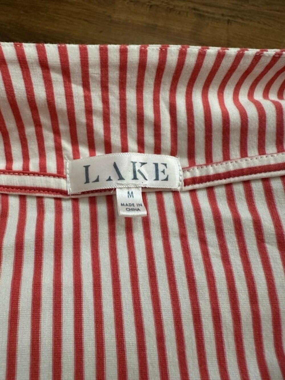 LAKE Pajamas DreamModal Kimono in red Pencil Stripe M - Picture 6 of 7